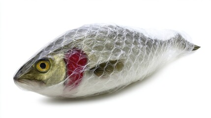 Fototapeta premium Foam fish packaging isolated on white background. Generative AI