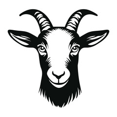Goat face linear illustration silhouette animal vector