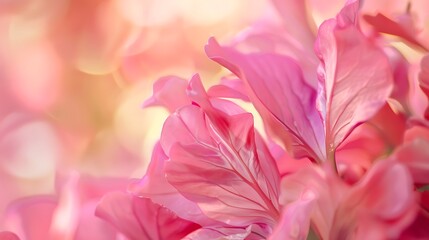 Pink Petals Blossoming With Soft Lighting and Bokeh in Warm Hues