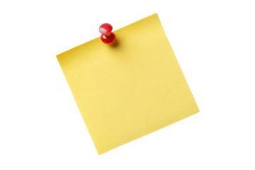 yellow sticky note with push pin