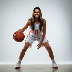 Naklejka premium woman basketball player photoshoot 