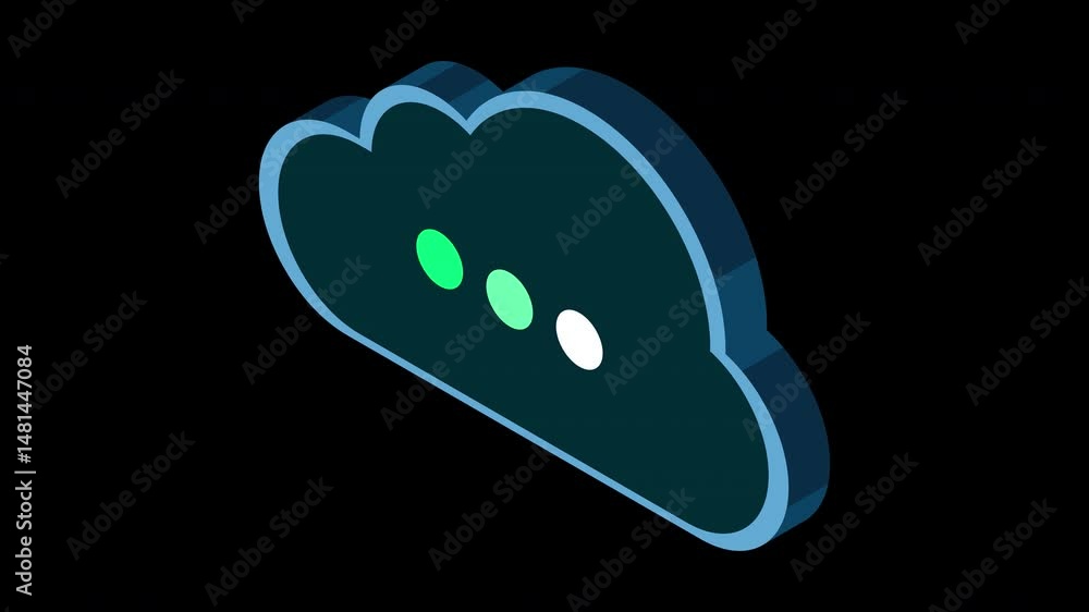 Poster Isometric cloud database animation. Cloud computing and file cloud storage. Modern technology. Motion graphic. Transparent background with alpha channel