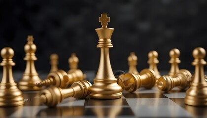 Golden chess king stands victorious