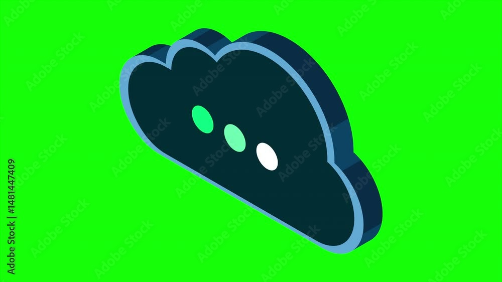 Poster Isometric cloud database animation. Cloud computing and file cloud storage. Modern technology. Motion graphic. 4K video animated in isometric style