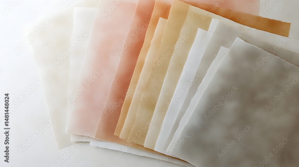 Poster stacked fabrics in a soft color gradient.
