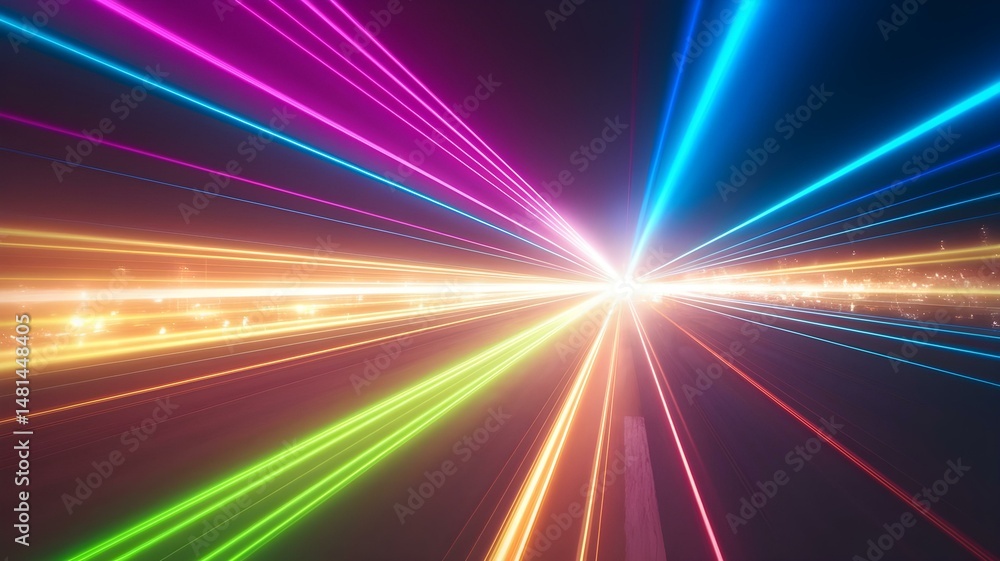 Aufkleber abstract colorful light streaks: dynamic background with neon lines for futuristic and tech designs