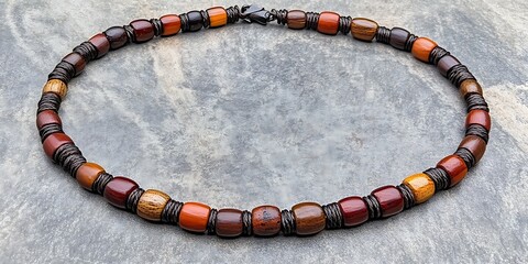 Multi-toned wood bead necklace