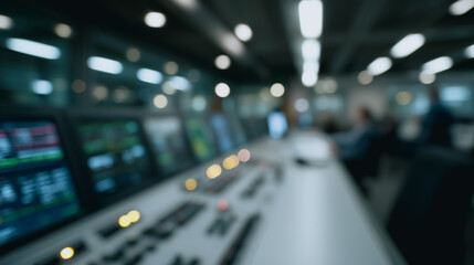 Blurred Control Room: Inside a state-of-the-art control room, where a soft blur reveals the intricate systems and monitors that are at the heart of operations.
