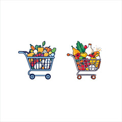 Grocery Shopping Cart Abstract Vector Logo Icon Illustration

