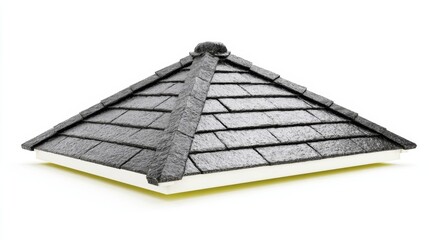 Black Stone Roof Isolated on White Background. Generative AI