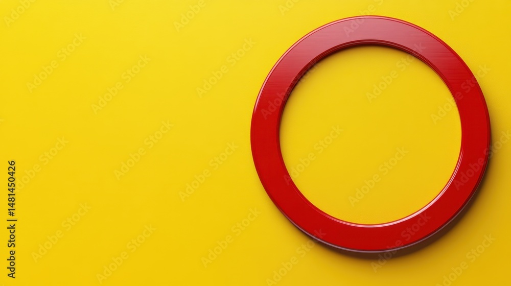 Poster red circle on yellow background close up studio shot flat lay geometric shape design element graphic