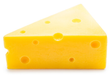 Sliced Cheese isolated on white background, Hard Cheese on white, with Clipping path, High resolution focus stacking photography.