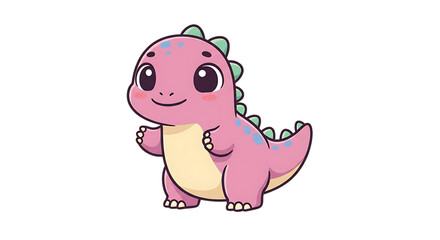 Fototapeta premium Cute cartoon vector of a baby dinosaur with short arms and big eyes