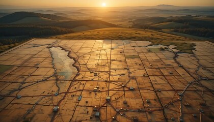 Majestic gothic castle amidst a fiery landscape with ominous figures, conveys desolation and power.