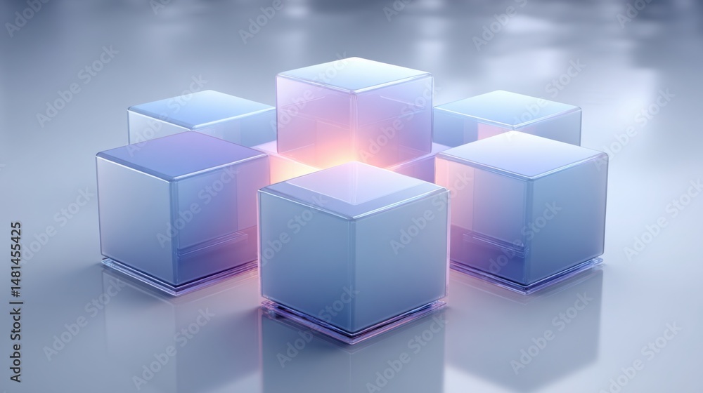 Aufkleber diverse collection of colorful cubes representing decentralized concepts and allocation logic in the