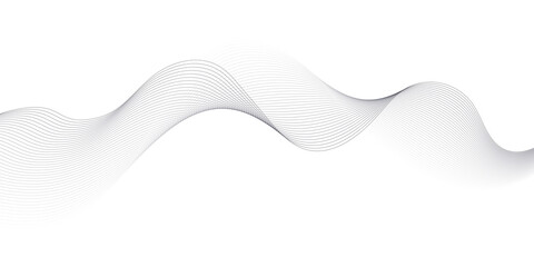 Abstract wave element for design. Digital frequency track equalizer. Stylized line art background. Vector illustration. Wave with lines created using blend tool. Curved wavy line, smooth stripe. 