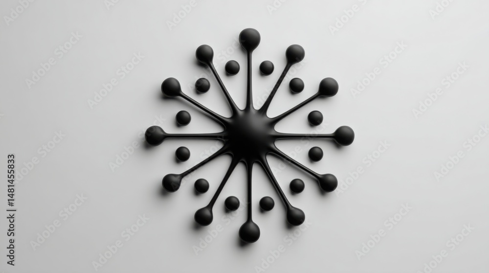 Poster unique clock design featuring multiple black balls representing time and precision in a creative int