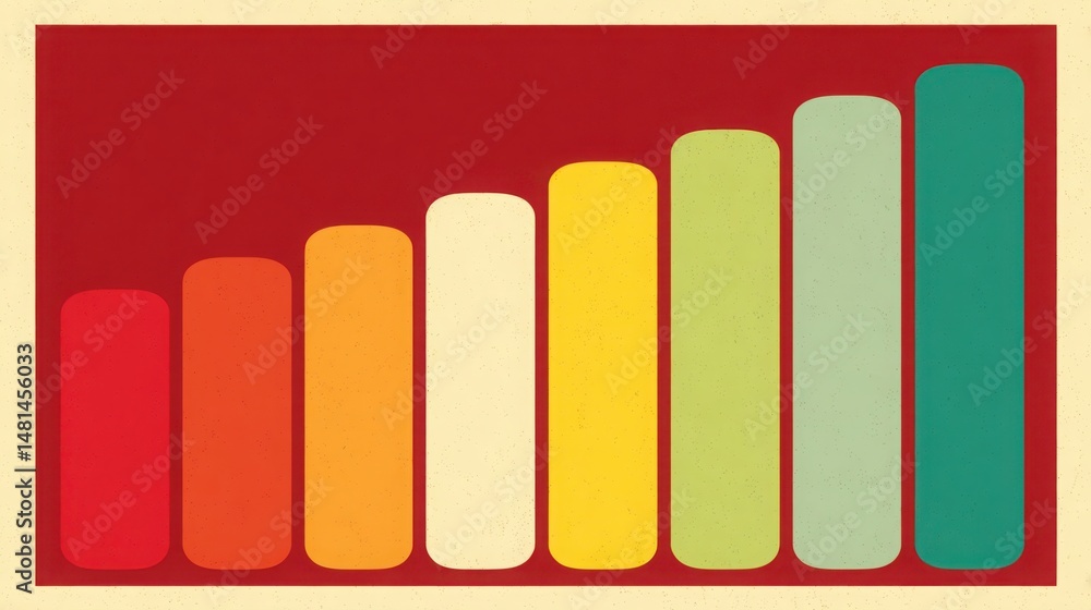 Poster bar chart on a bold red background illustrating data-balanced yield planner strategy and planning vi