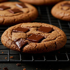 Fototapeta premium homemade chocolate chip cookies on the cooling rack 