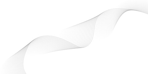 Abstract wave element for design. Digital frequency track equalizer. Stylized line art background. Vector illustration. Wave with lines created using blend tool. Curved wavy line, smooth stripe. 