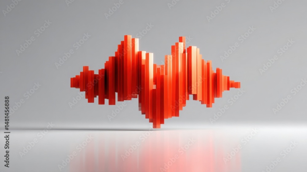 Poster bright red object on a clean white surface illustrating concepts of volatility and distinction in de