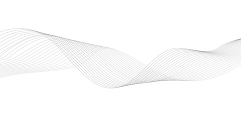 Abstract wave element for design. Digital frequency track equalizer. Stylized line art background. Vector illustration. Wave with lines created using blend tool. Curved wavy line, smooth stripe. 