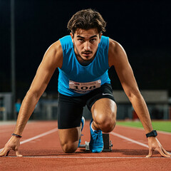 runner at the start line ready to run 