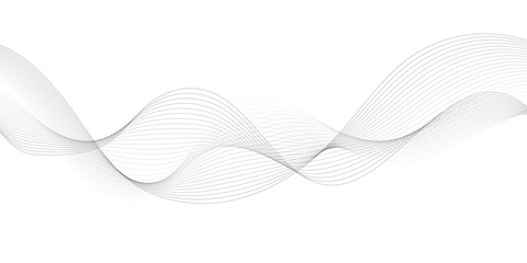 Black Wavy Lines Isolated on White Abstract Background Design, Dynamic Stylized Wave Elements, Digital Frequency Wave Art.