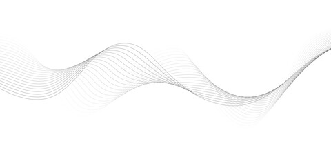 Fototapeta premium Black Wavy Lines Isolated on White Abstract Background Design, Dynamic Stylized Wave Elements, Digital Frequency Wave Art.
