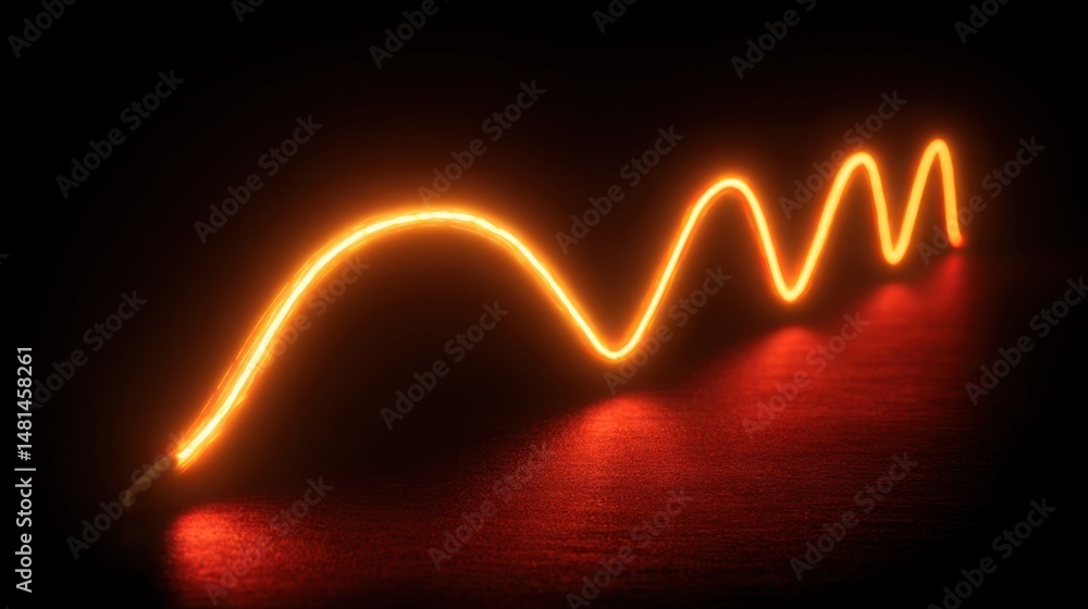 Poster red light illuminating dark background representing alertness and awareness in data breath icon conc