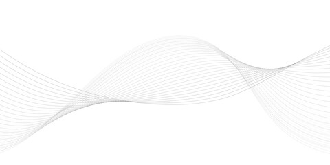 Abstract wave element for design. Digital frequency track equalizer. Stylized line art background. Vector illustration. Wave with lines created using blend tool. Curved wavy line, smooth stripe. 