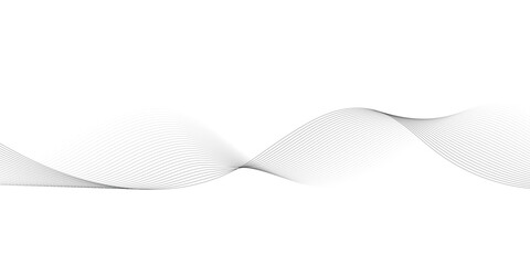 Black Wavy Lines Isolated on White Abstract Background Design, Dynamic Stylized Wave Elements, Digital Frequency Wave Art.