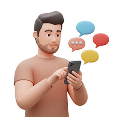 man with mobile phone chatting communication 