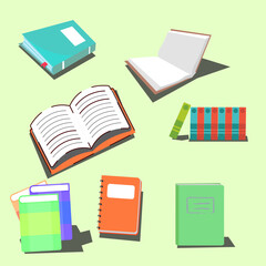 Flat Vector Stationery and Books Elements for Study, Reading, and Learning in Back to School Theme