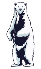 The bear is standing upright stalking its prey