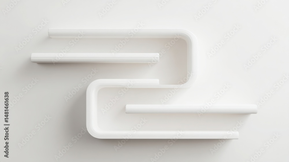Poster elegant white shelf displaying a letter f in a minimalist setting highlighting clean lines and simpl