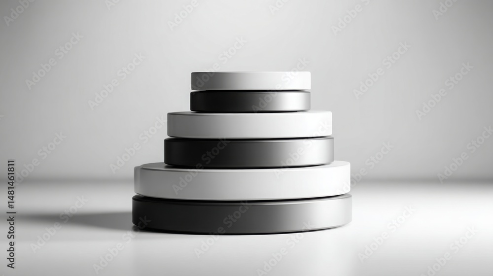 Poster organized stack of white and black boxes showcasing minimalist design principles and clean visual re