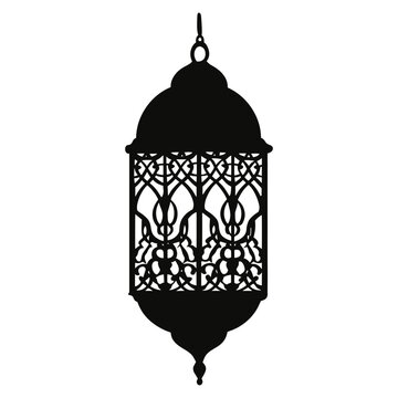 recommend clip art: Arabic lantern silhouette black chandelier vector