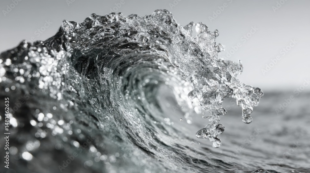 Poster captivating wave with dynamic water splashing in a minimalist design representing clean capital move