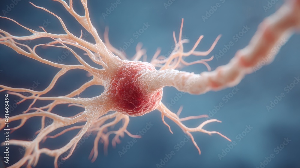Poster conceptual representation of a neural element in a simplistic artistic form depicting an abstract un