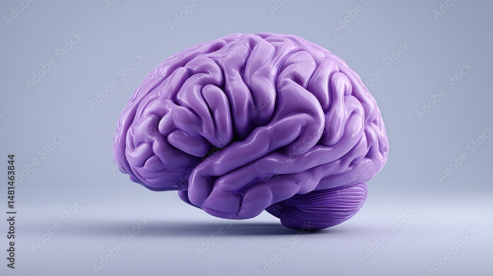 Poster striking purple human brain representing advanced neural forecasting concepts for an ai-led future a