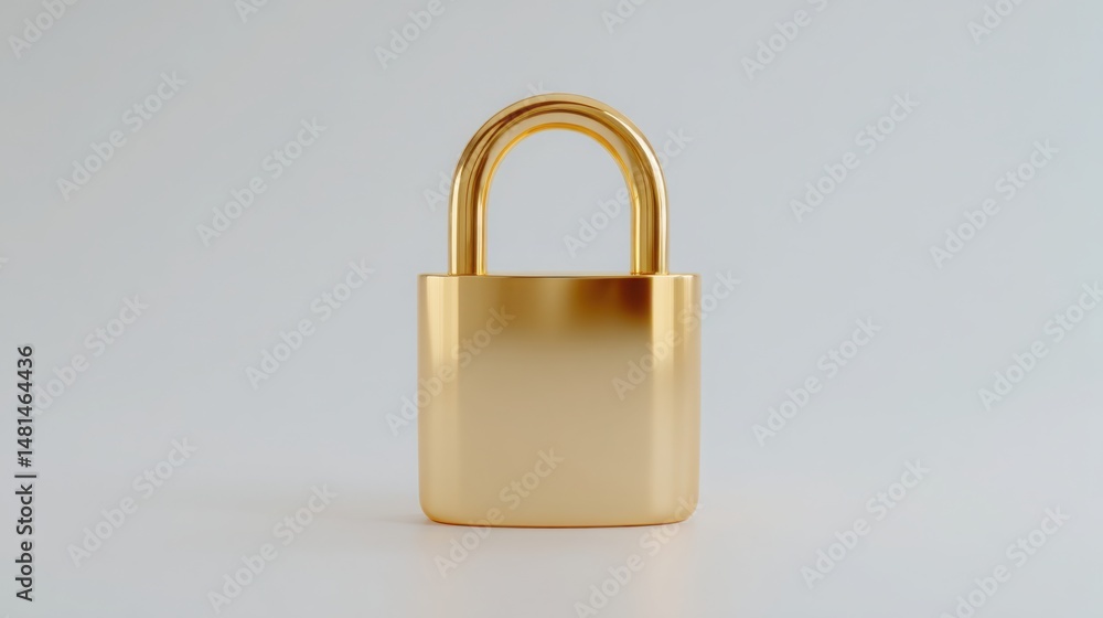 Poster shiny gold padlock symbolizing security and stability in the context of neural volatility lock icon 