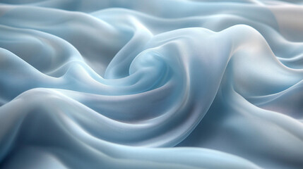 Obraz premium Flowing blue fabric drapes with soft folds and light studio background