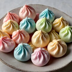 Rainbow meringues in assorted colors