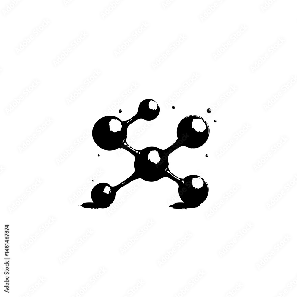 Poster stylized molecular structure represented in abstract dark ink rendering