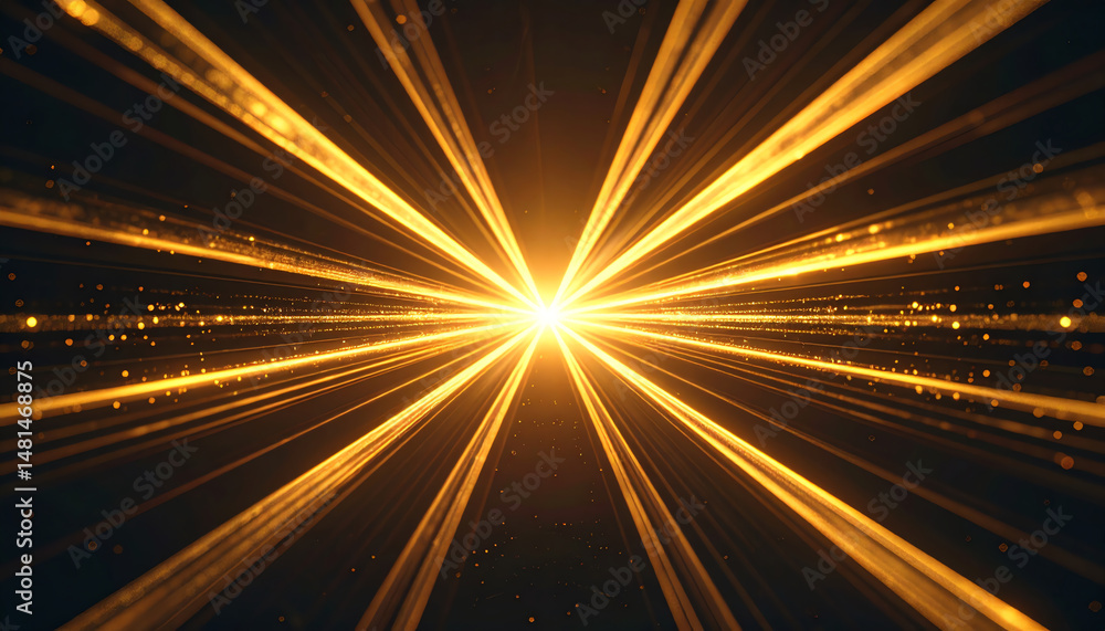 Poster a radiant burst of golden light emanates from the center, creating dynamic rays and a sense of energ