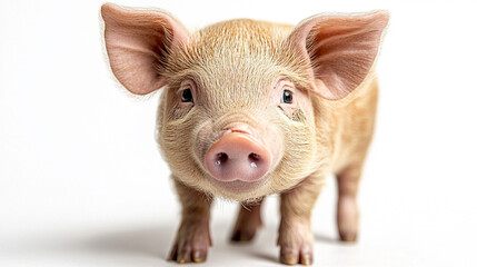 Fototapeta premium Piglet on white background, looking at camera