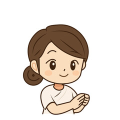cute girl in white clothes cartoon character