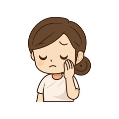 sad girl in white clothes cartoon character