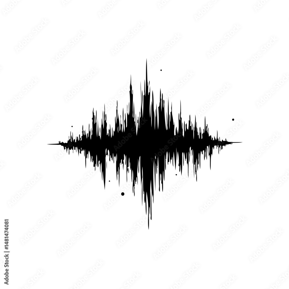 Aufkleber abstract seismic representation: monochrome wave pattern creating a dramatic design